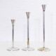 Set of 3 silver metal candle holders