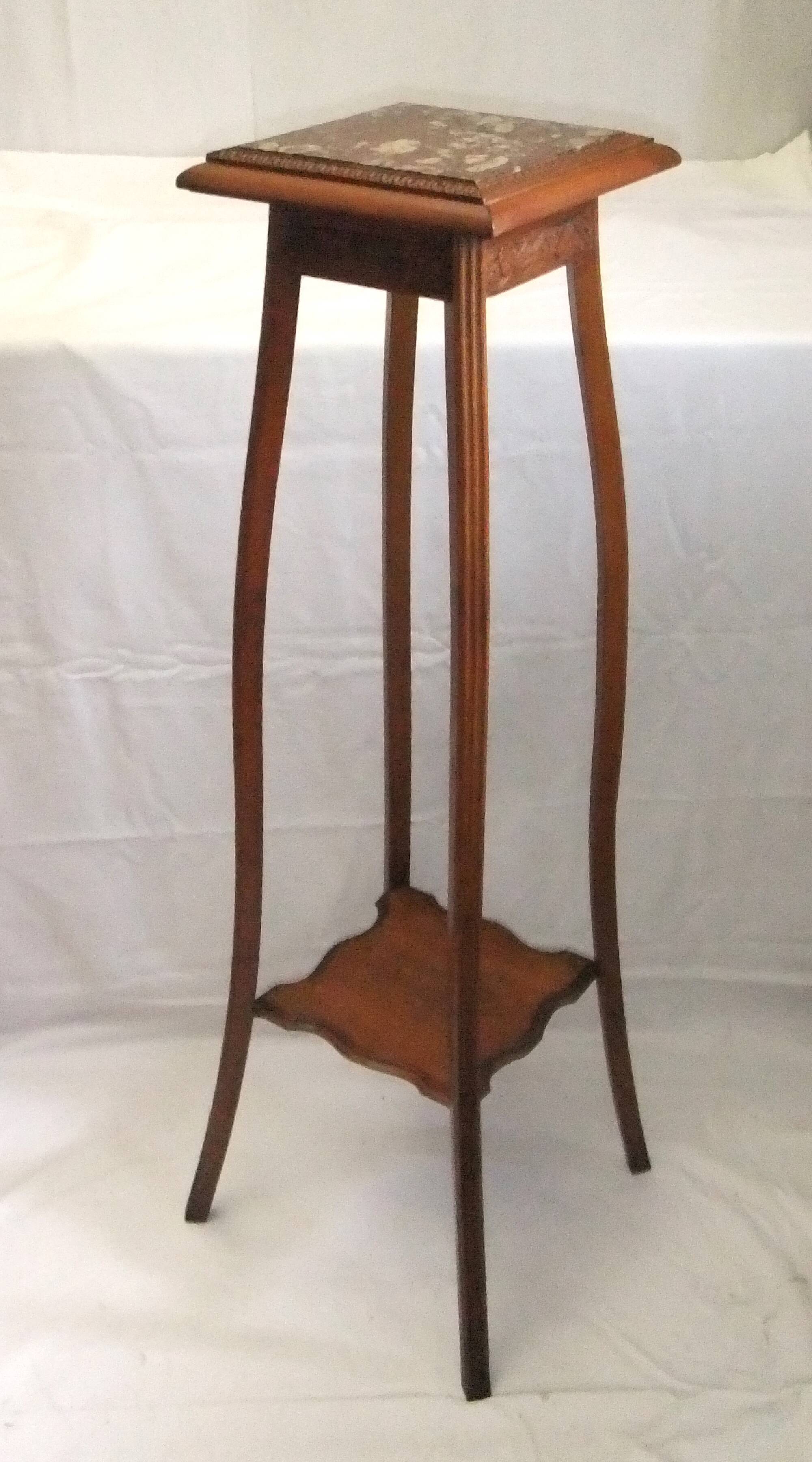 Wooden side table, pedestal console, 110 cm, plant stand, statue, sculpture