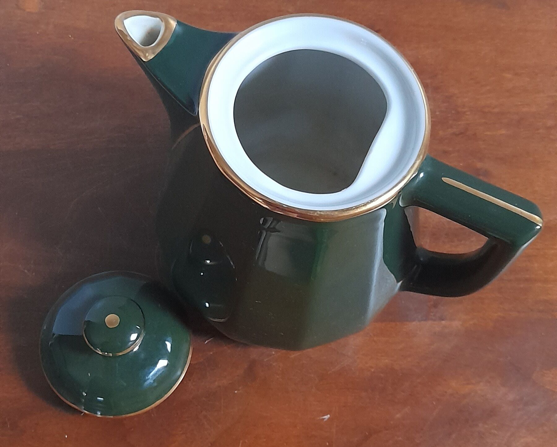 Teapot Apilcp Yves Deshoulières - Empire green and gold - 1980
