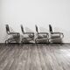 Set of 4 chrome steel rocking chairs, vintage modern 80s design.