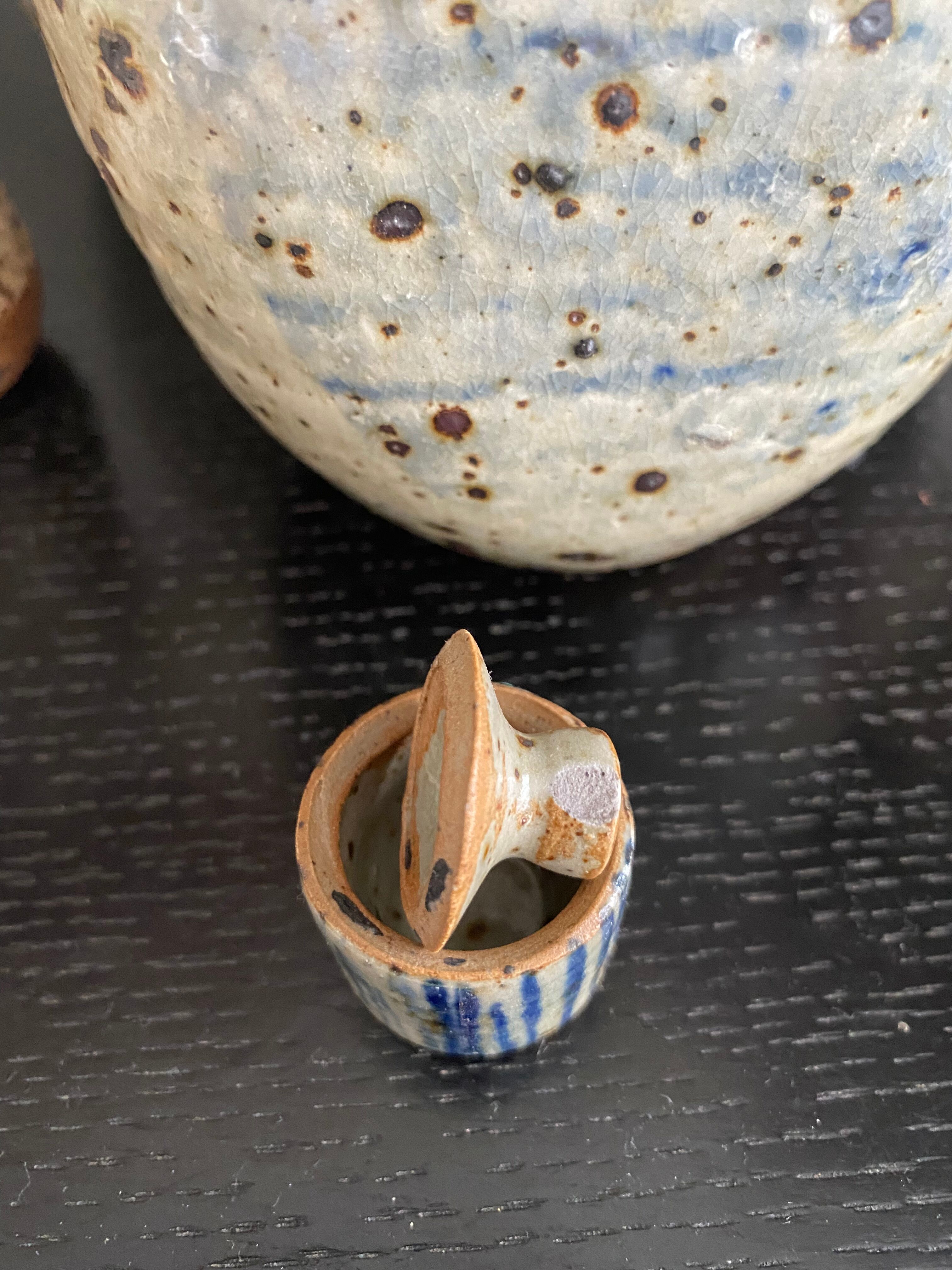 Duo of stoneware boxes