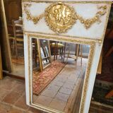Patinated trumeau mirror beige and gold