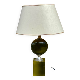 Grande lampe Philippe Barbier métal laqué 1970 vert kaki