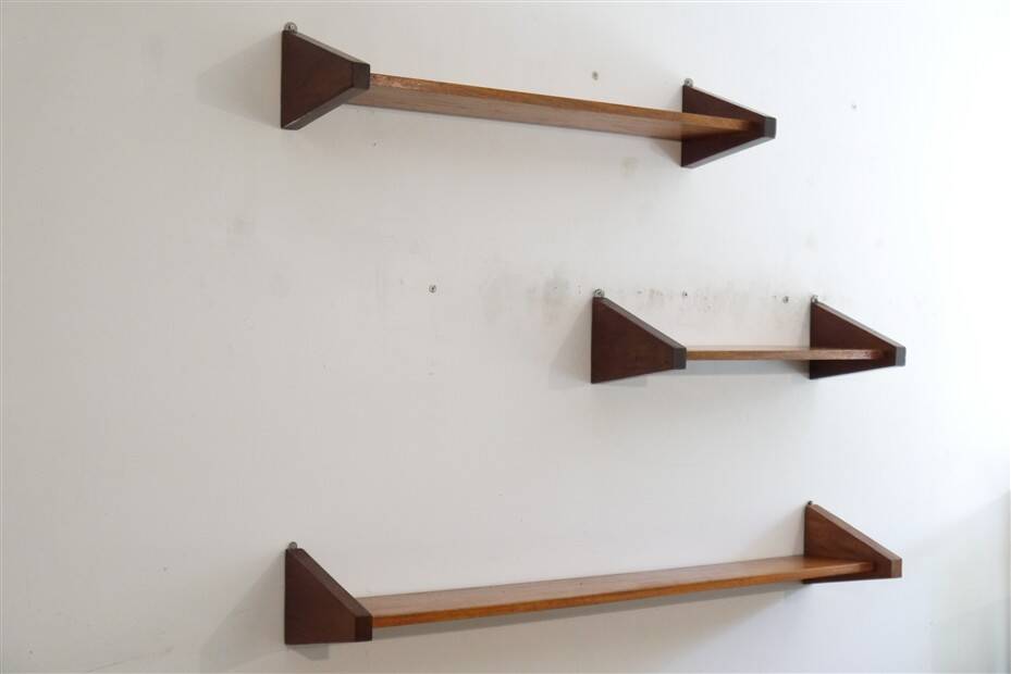 Minimalist mahogany shelves from the 1960s.