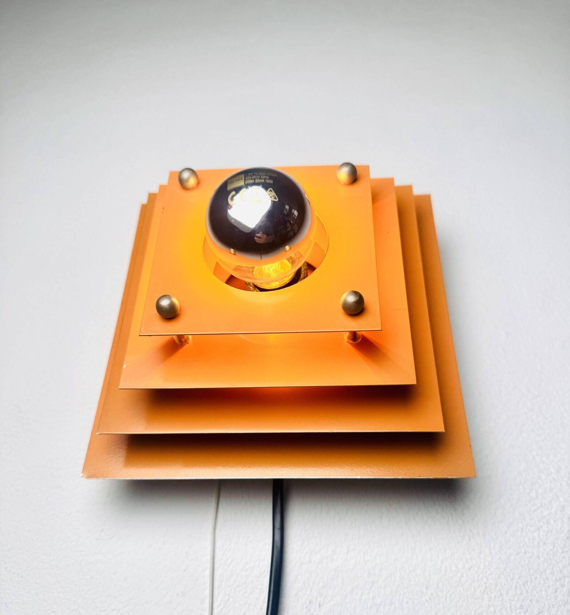Pyramid Layered Wall Lamp In Orange By Hustadt Leuchten, Germany 1960S