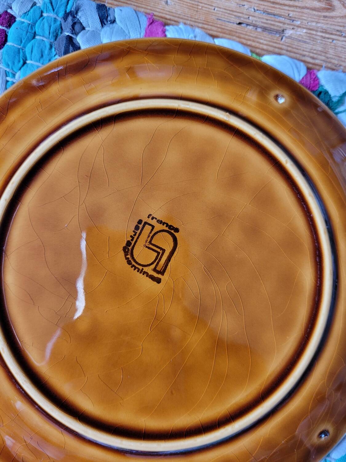 Set of 6 Sarreguemines stoneware dessert plates