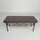 Brutalist mid-century tiled table, with 10 tiles and steel frame, 1960s.