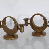 Pair of brass candlesticks by Arthur Pe for Kolback