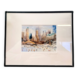 Print by Michael J. Leu – winter urban scene – framed