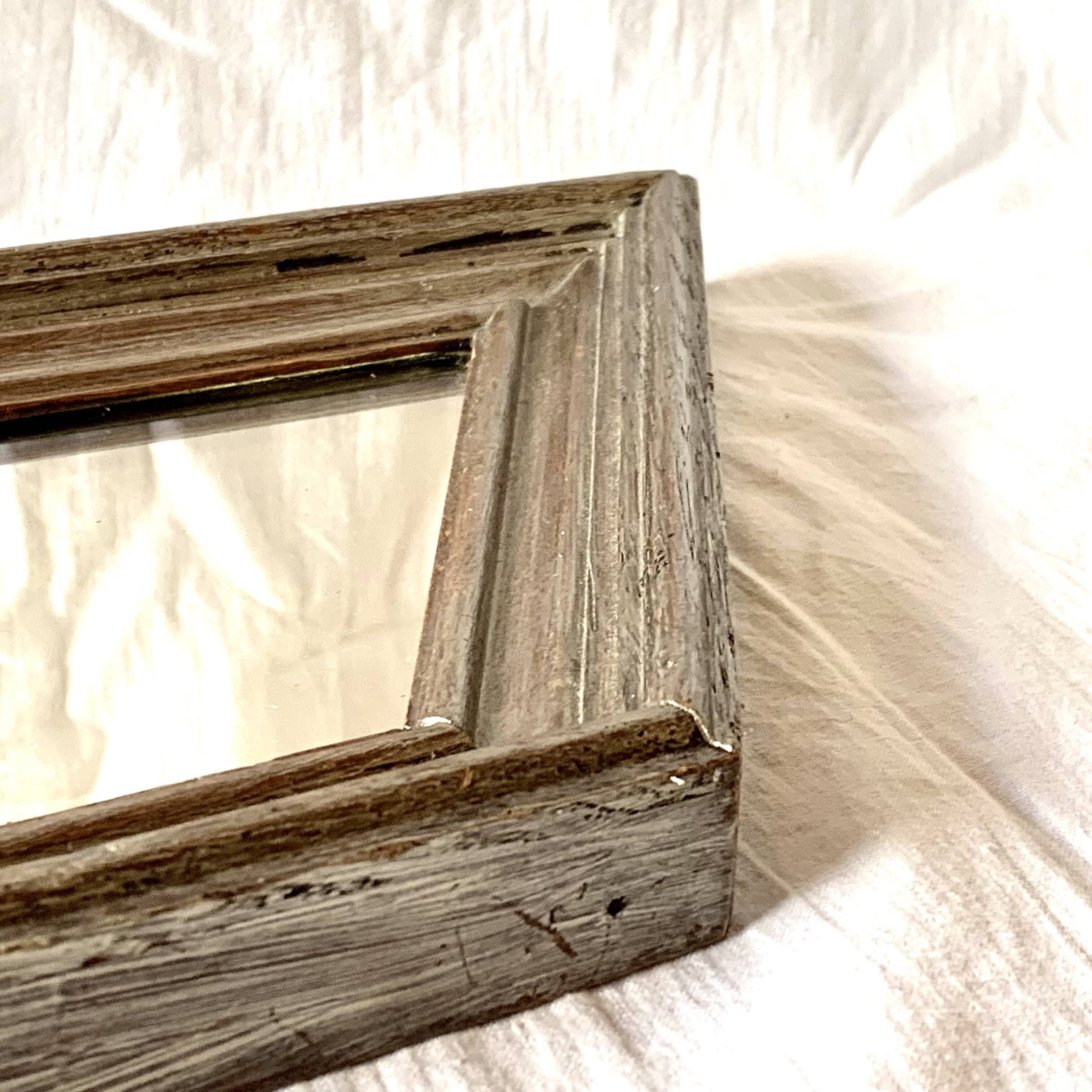 Small vintage wooden diamond wall mirror