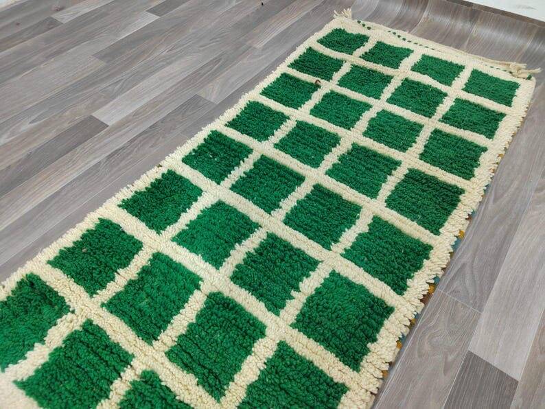 Handmade wool hallway rug size 75 x 300 cm