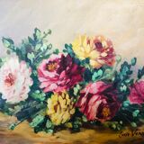 Oil on canvas: still life with roses