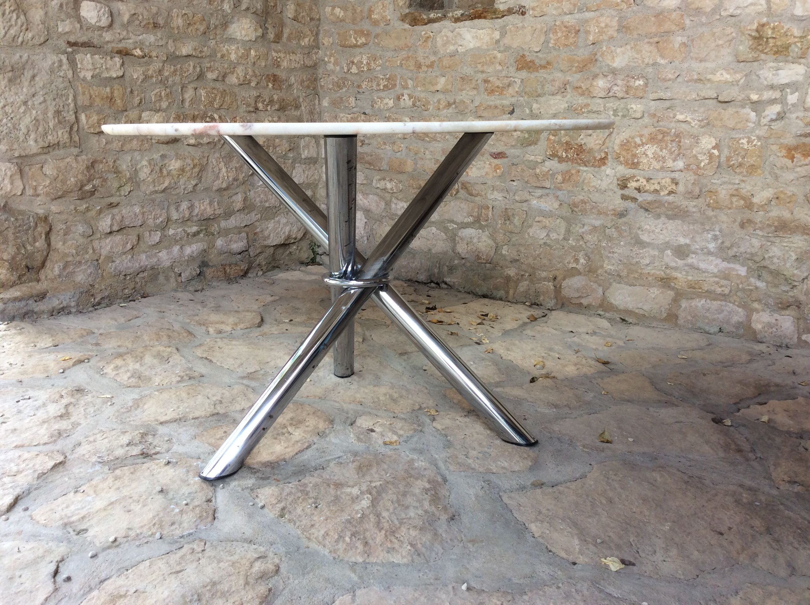 Design table Chrome vintage 70s marble and feet