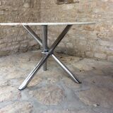 Design table Chrome vintage 70s marble and feet