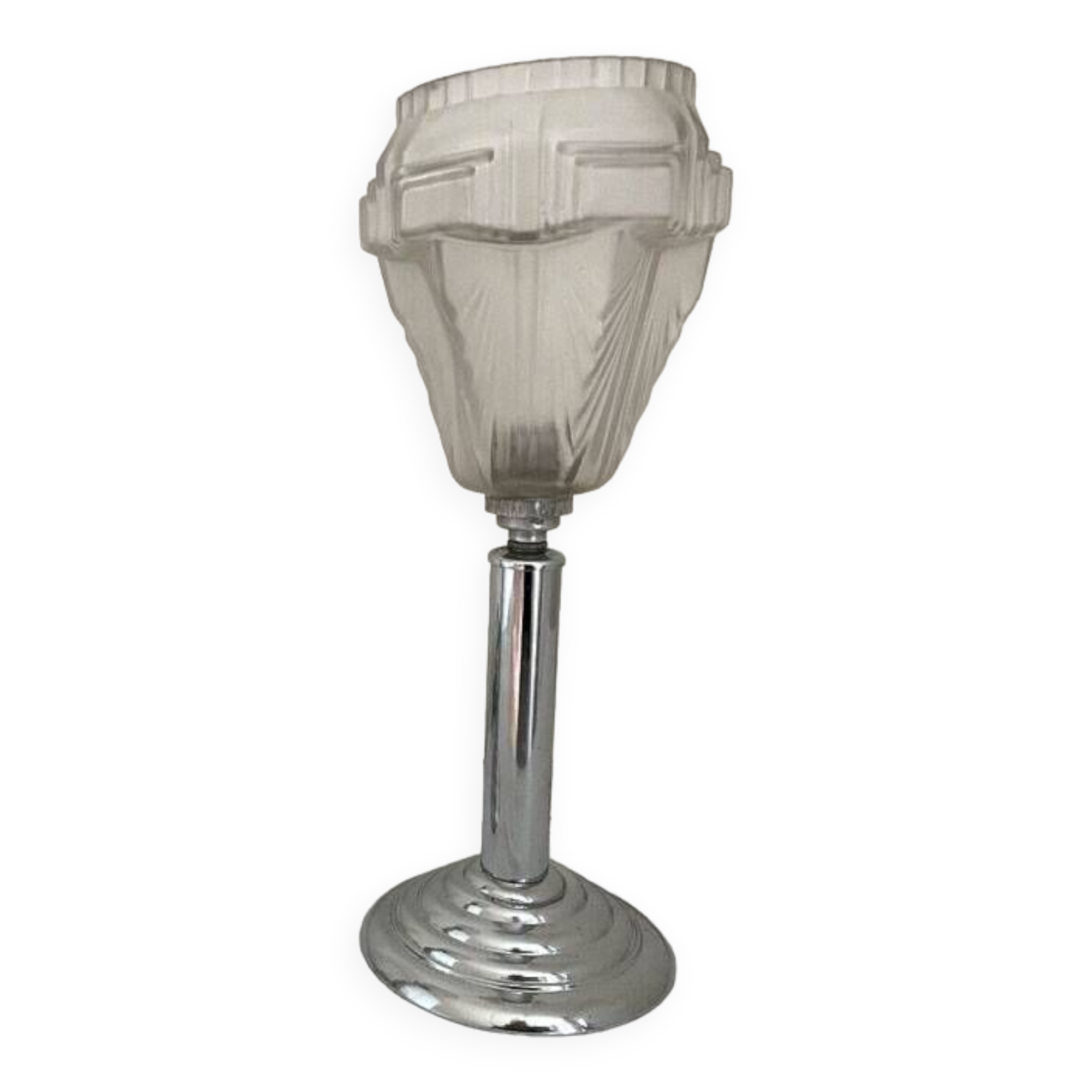 Lampe art déco, verre et inox