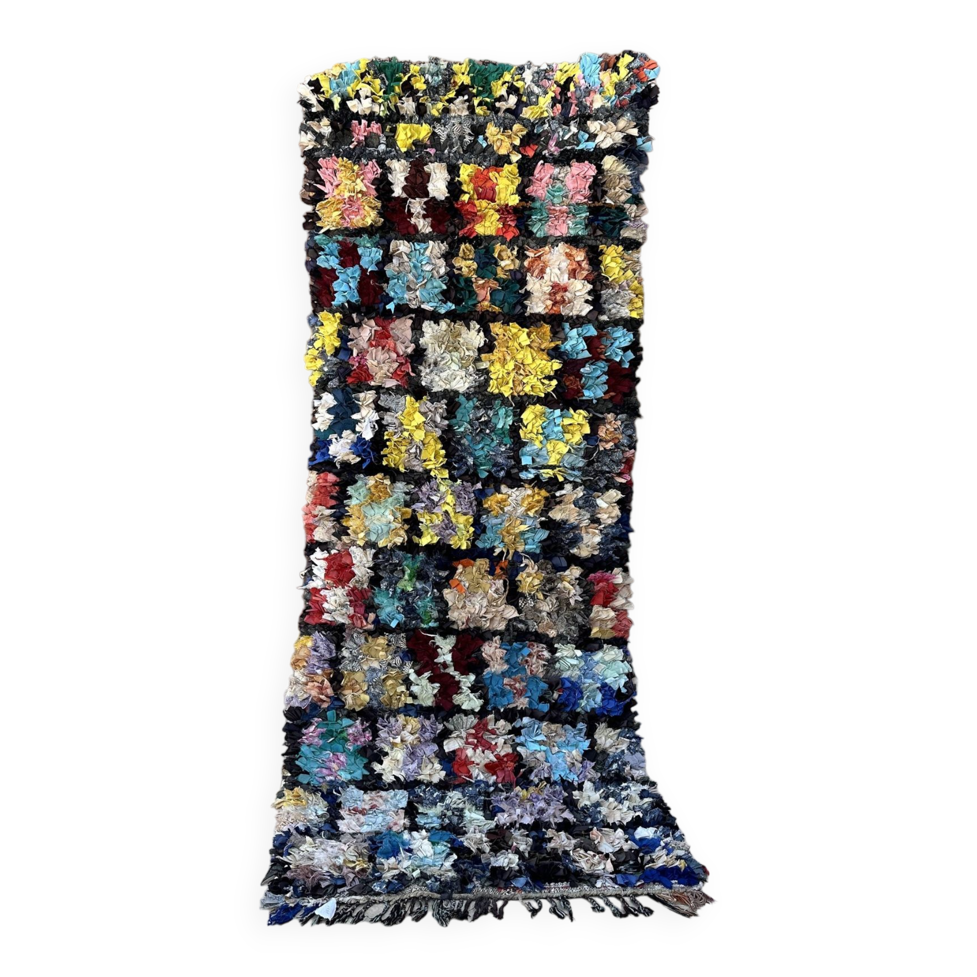 Moroccan carpet Boucherouite colored - 92 x 241 cm