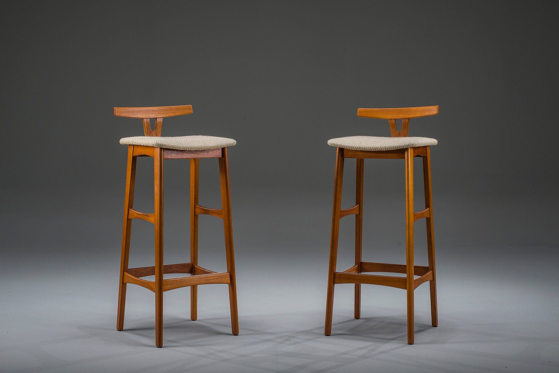 Danish modern teak bar stools by Dyrlund, Denmark, 1960s, set of 2