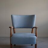 Modern Danish, curved oak chaise longue, attributed to Viggo Boesen, 1950s