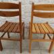 Pair of solid pine chairs with banded backs