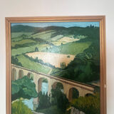 Painting, oil on canvas landscape of Clecy