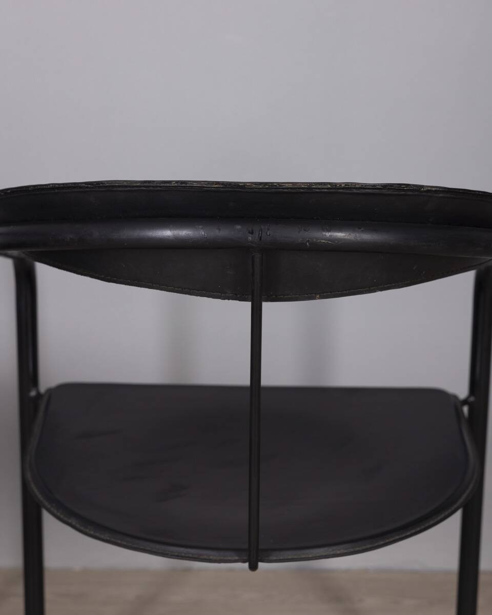 Paire de chaises "Canasta" en métal et cuir des années 1970 conçues par Arrben