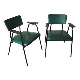 Pair of "M"-chairs by Pierre Guariche for Meurop