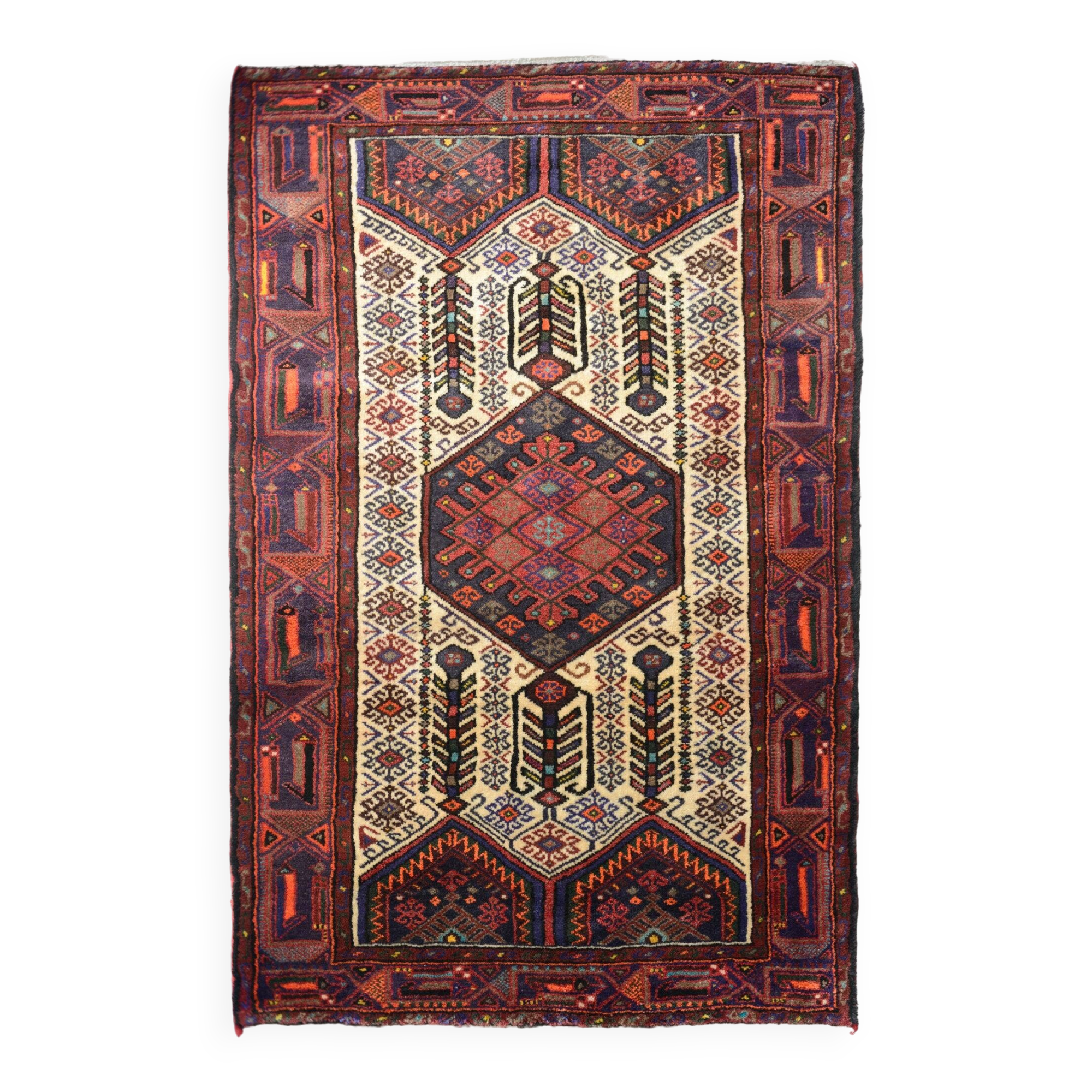 Handwoven - Cream Ground Vintage Persian Rug