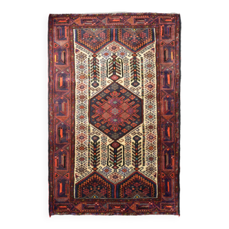 Tissé à la main - Tapis persan vintage au sol crème
