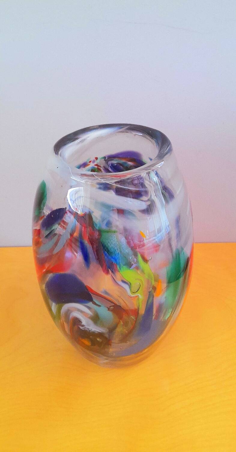 Multicolored Murano glass vase