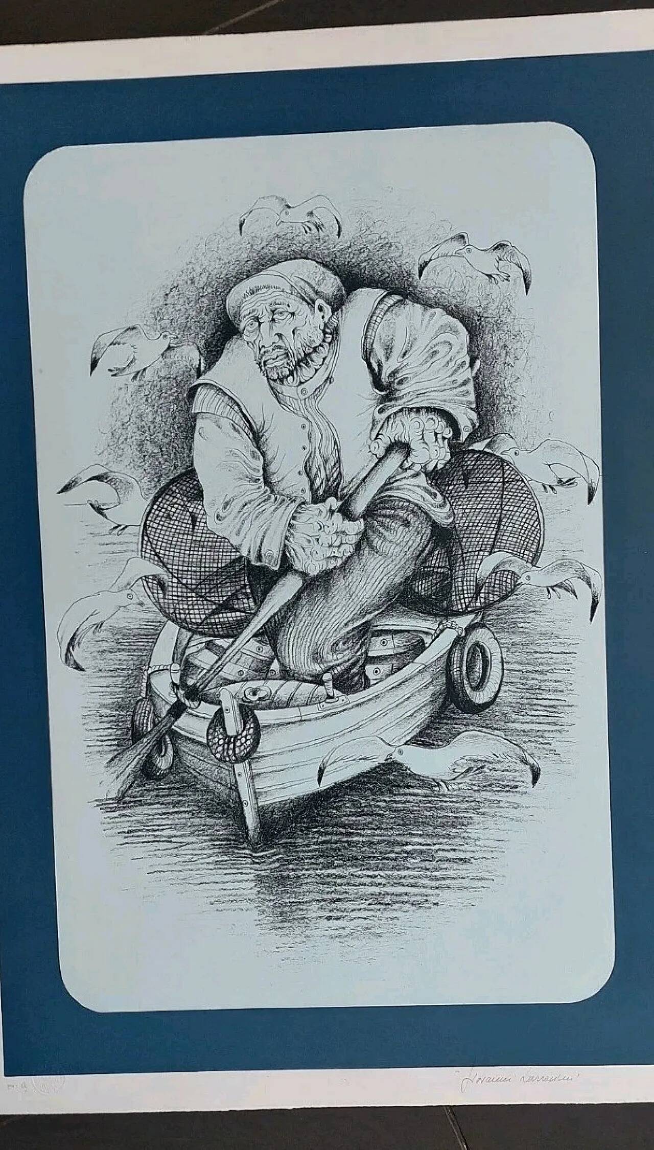 Épreuve d'artiste, lithographie par Giovanni Lazzarini, XXe siècle