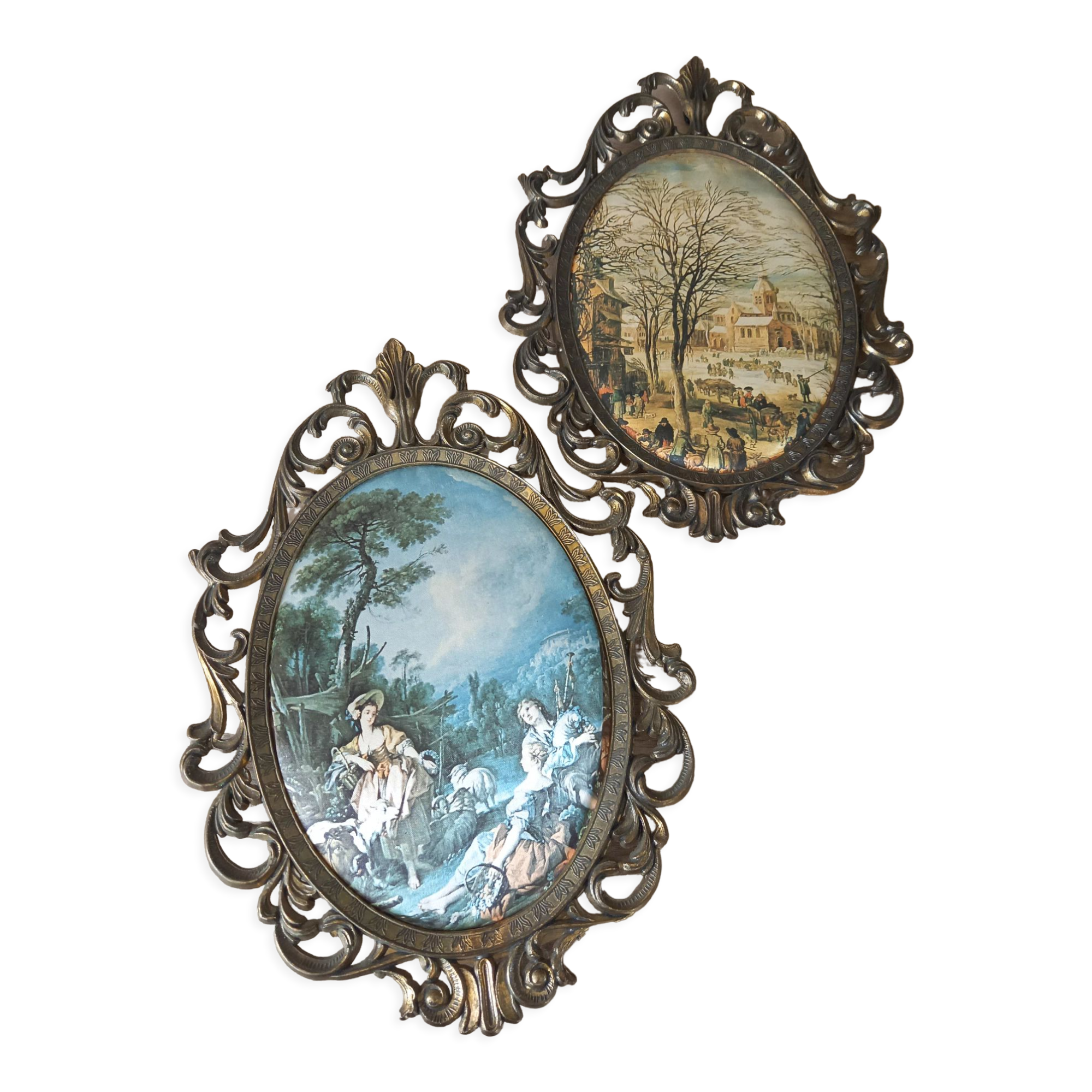 Lot 2 vintage worked metal frames