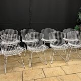 8 Vintage Harry Bertoia Wire Mesh Chairs White Lacquered Knoll