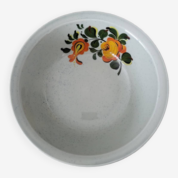 Orange flowers pyrite stoneware salad bowl