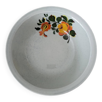 Orange flowers pyrite stoneware salad bowl