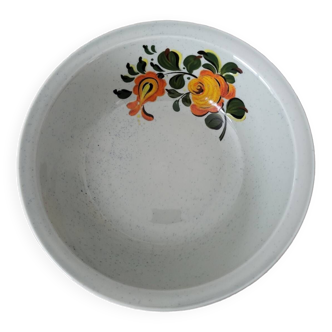 Pyrite stoneware salad bowl with orange flowers