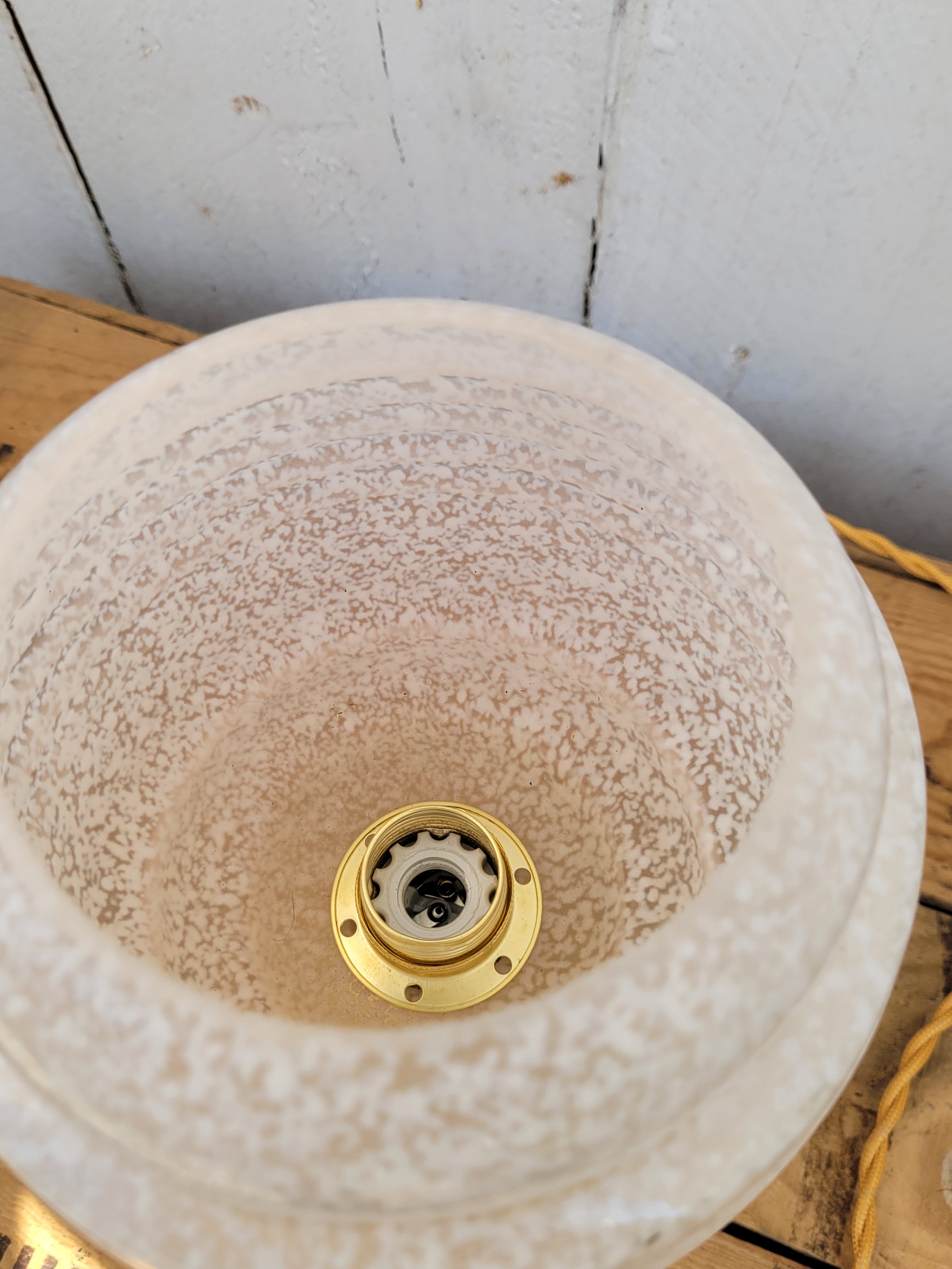 Clichy glass and brass globe lamps