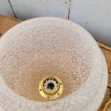 Clichy glass and brass globe lamps