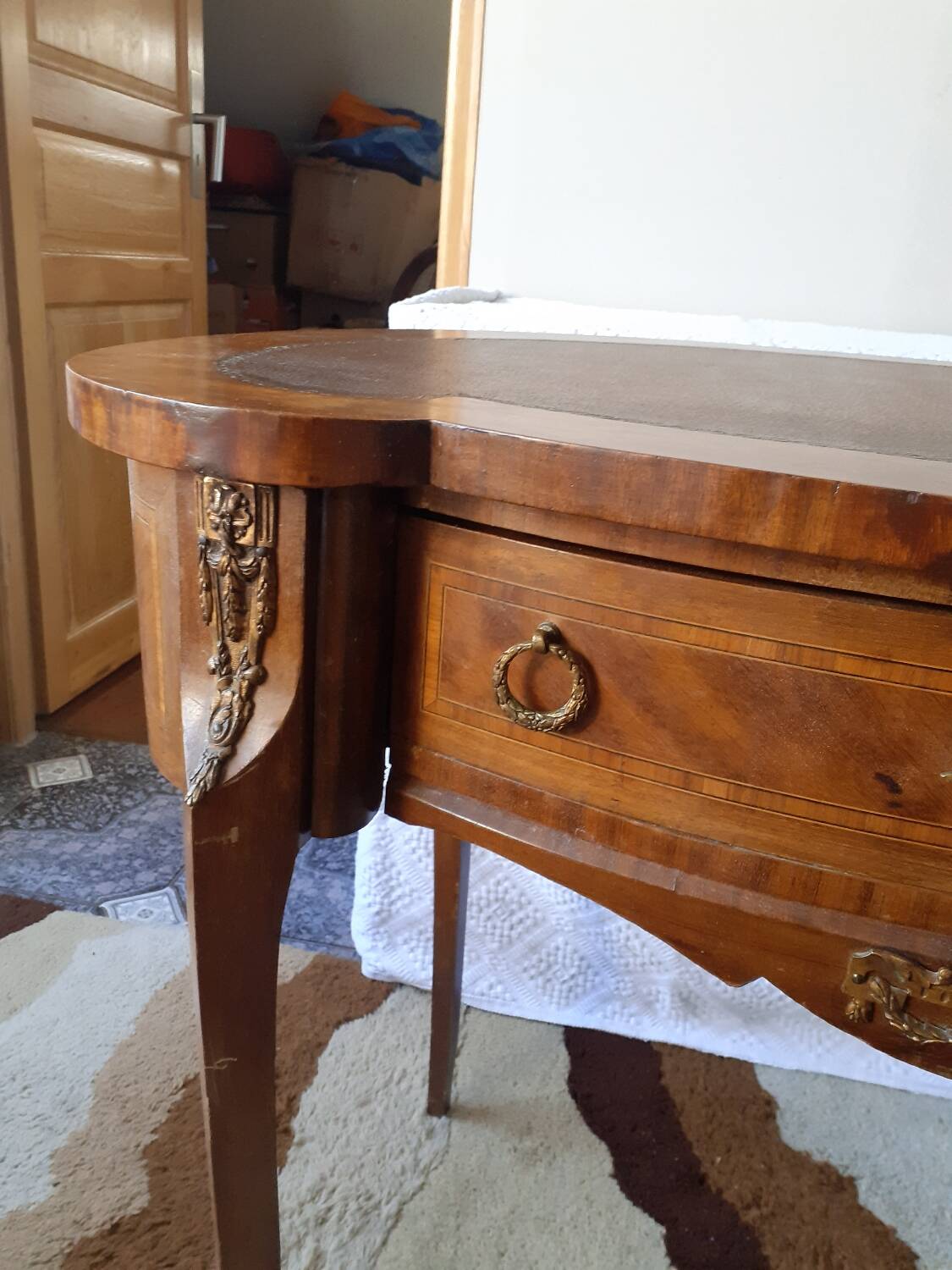 Louis XV style kidney desk with marquetry