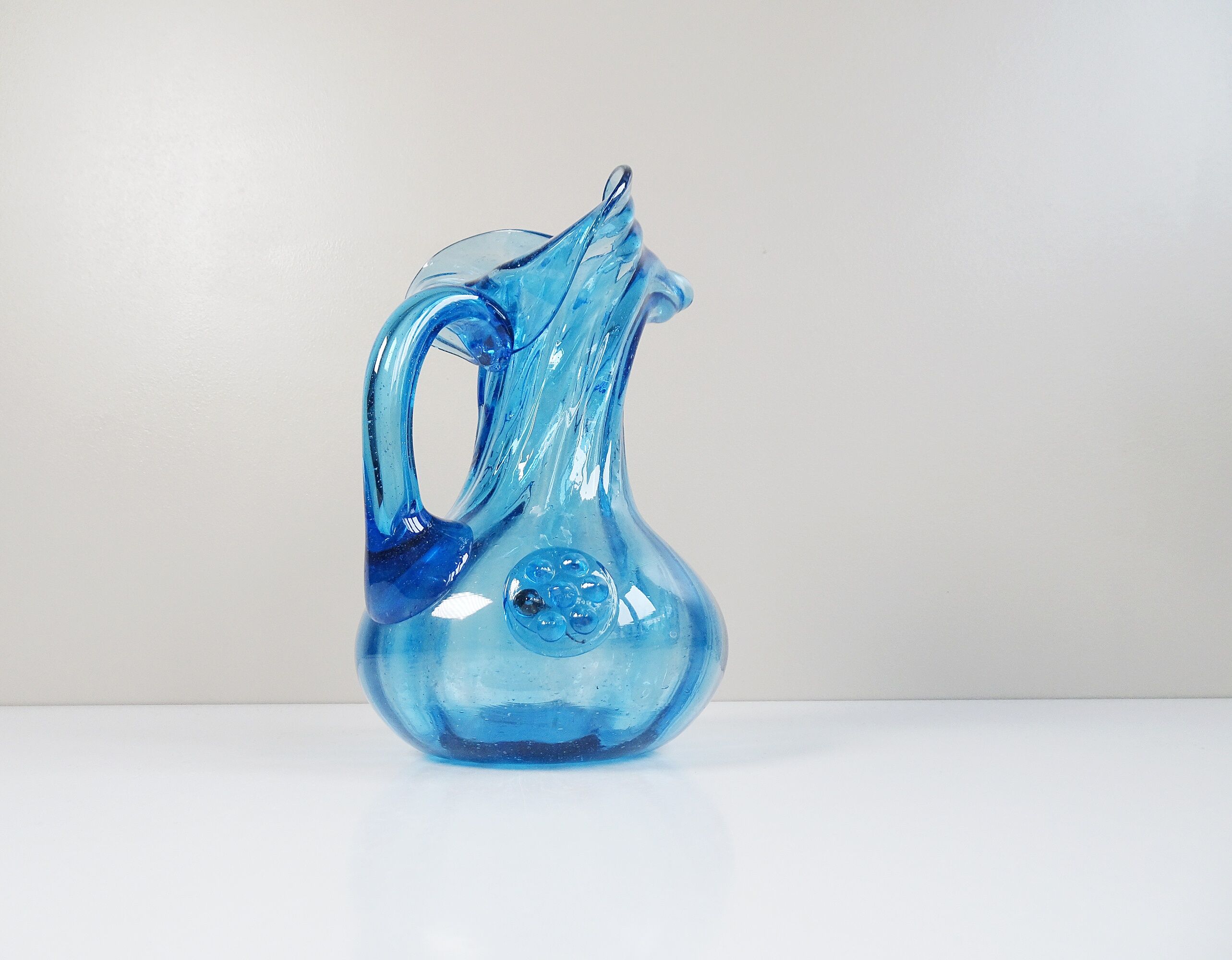 Blue glass art vase