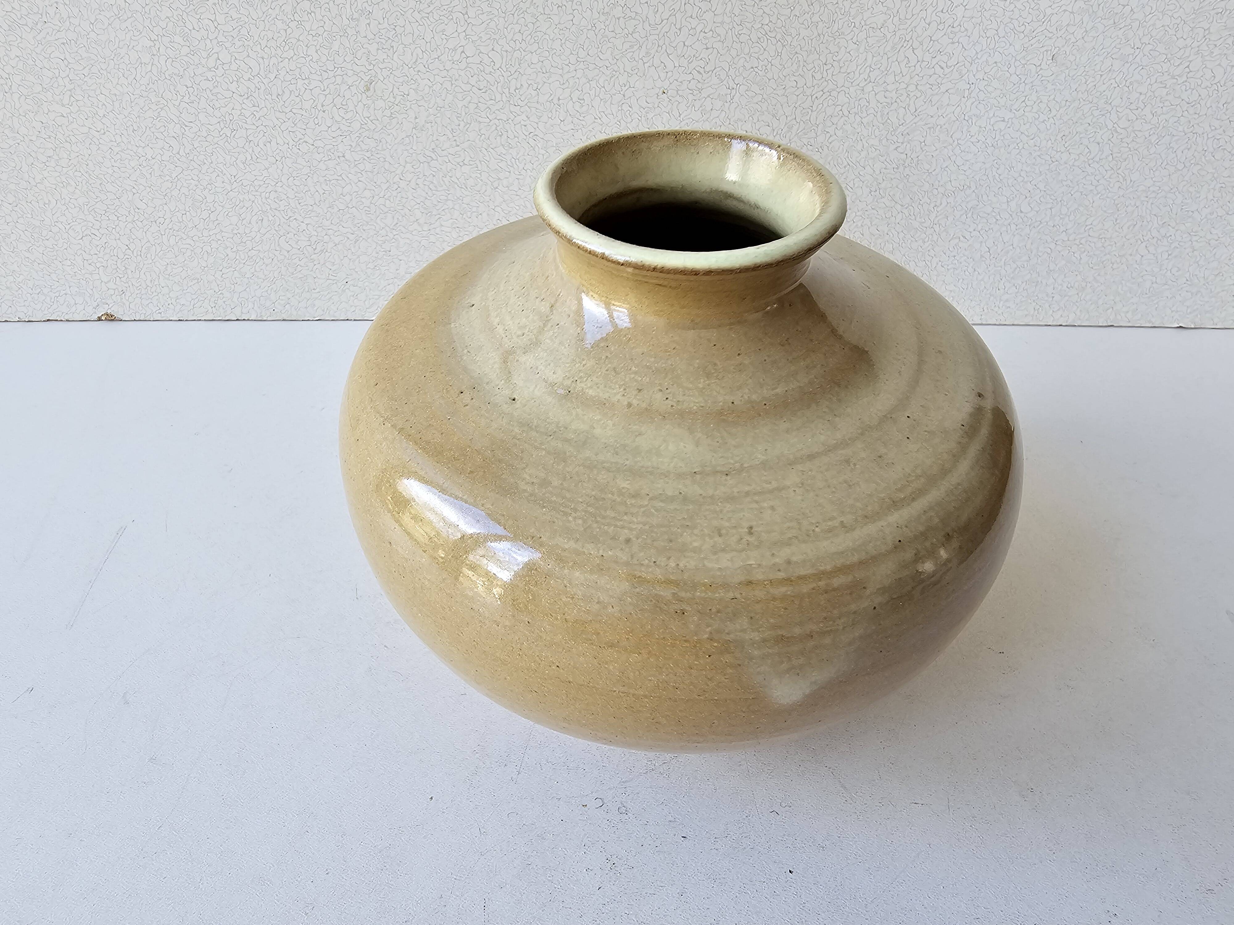 Ceramic stoneware ball vase signed (signature to be identified)