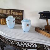 Pair of vintage blue opaline vases