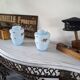 Paire de vases vintages en opaline bleue
