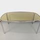 Vintage curved rectangular dining table in smoked glass and chrome metal