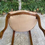 2 chaises louis Philippe bois massif courbé et tissu écru