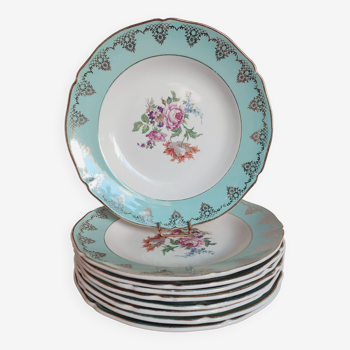 9 old semi-hollow earthenware plates