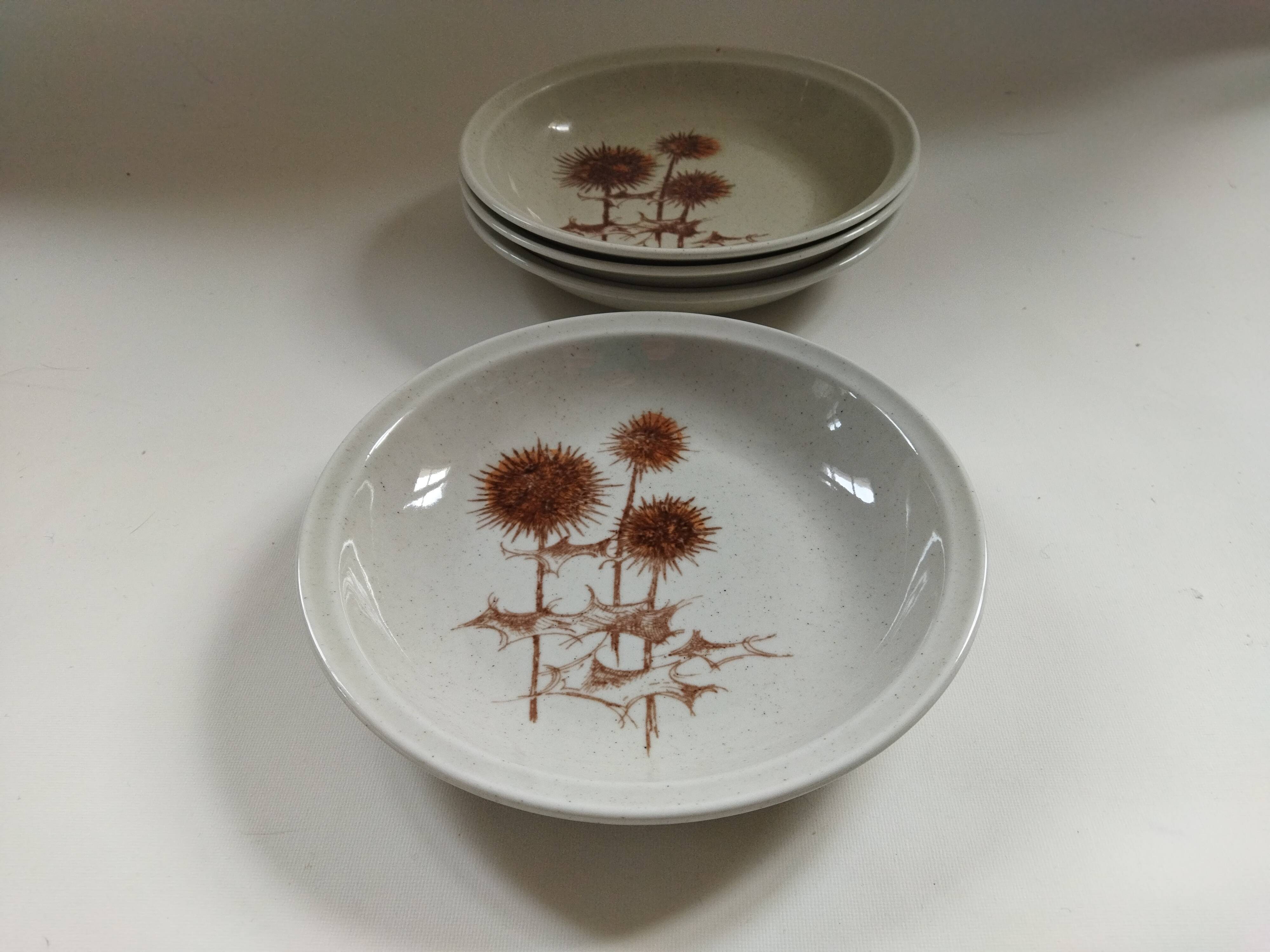 4 assiettes creuses Sarreguemines "Chardons"