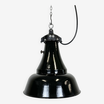 Industrial Black Enamel Bauhaus Pendant Lamp, 1930s