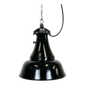 Industrial Black Enamel Bauhaus Pendant Lamp, 1930s