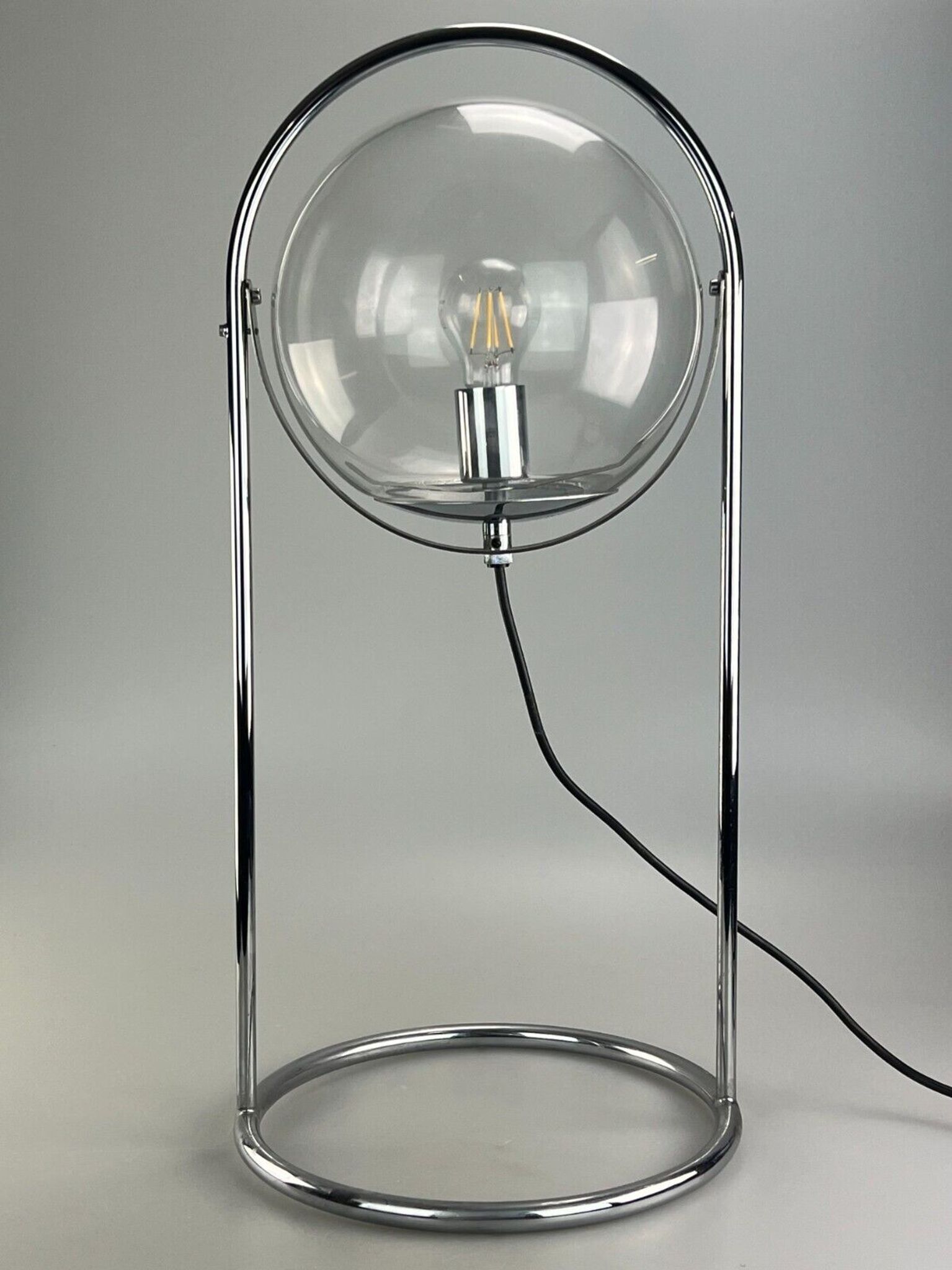 Lampe à boule de table space age design verre métal, 60s 70s