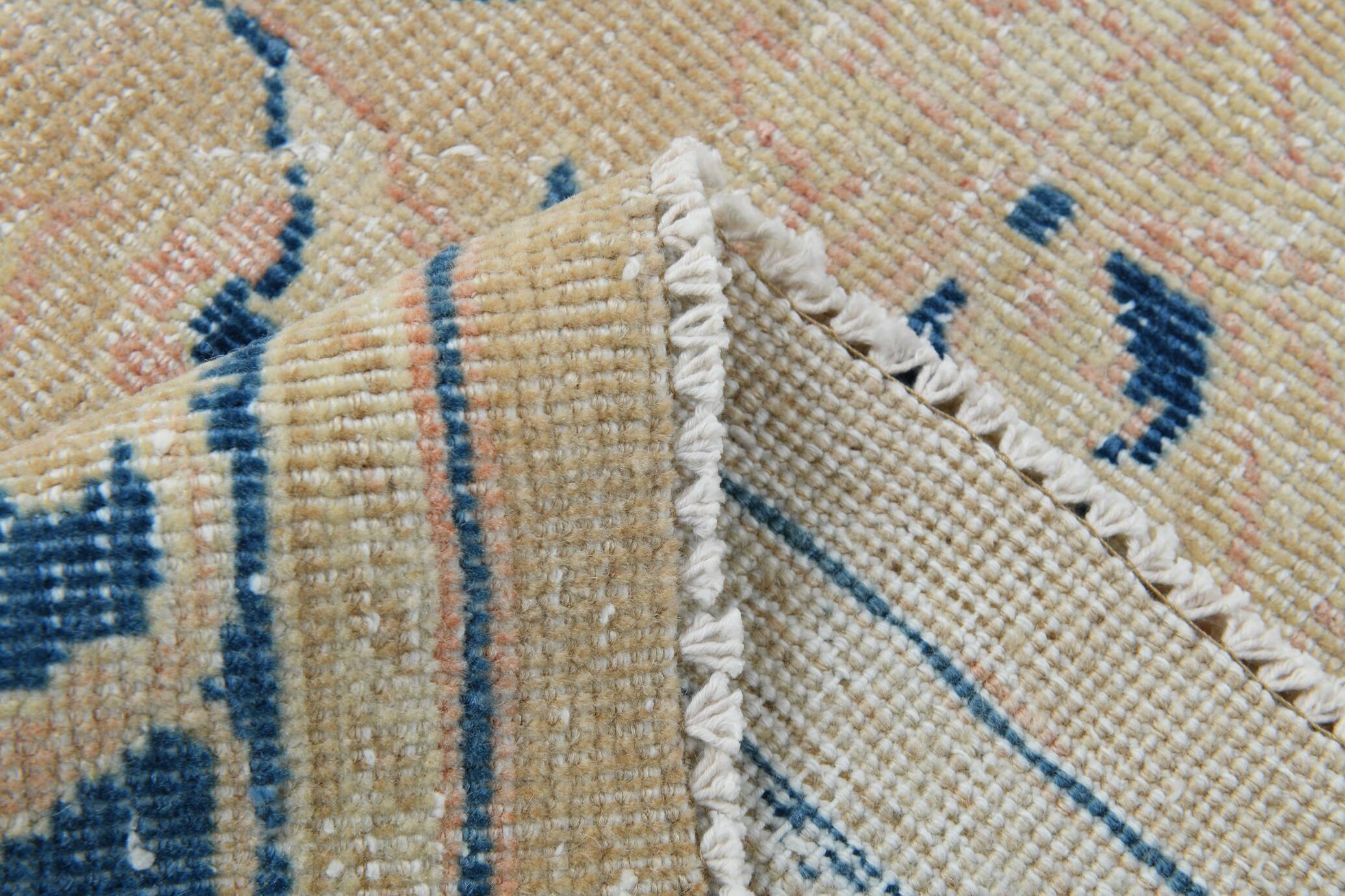 Tapis persan vintage beige et bleu à médaillon floral, 300x393 cm